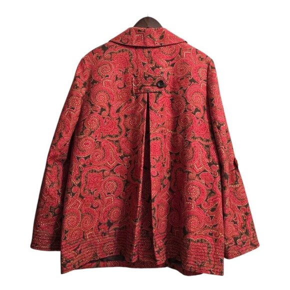 Talbots Paisley A-Line Stretch Back Pleat Swing Coat Sz L - Picture 5 of 9